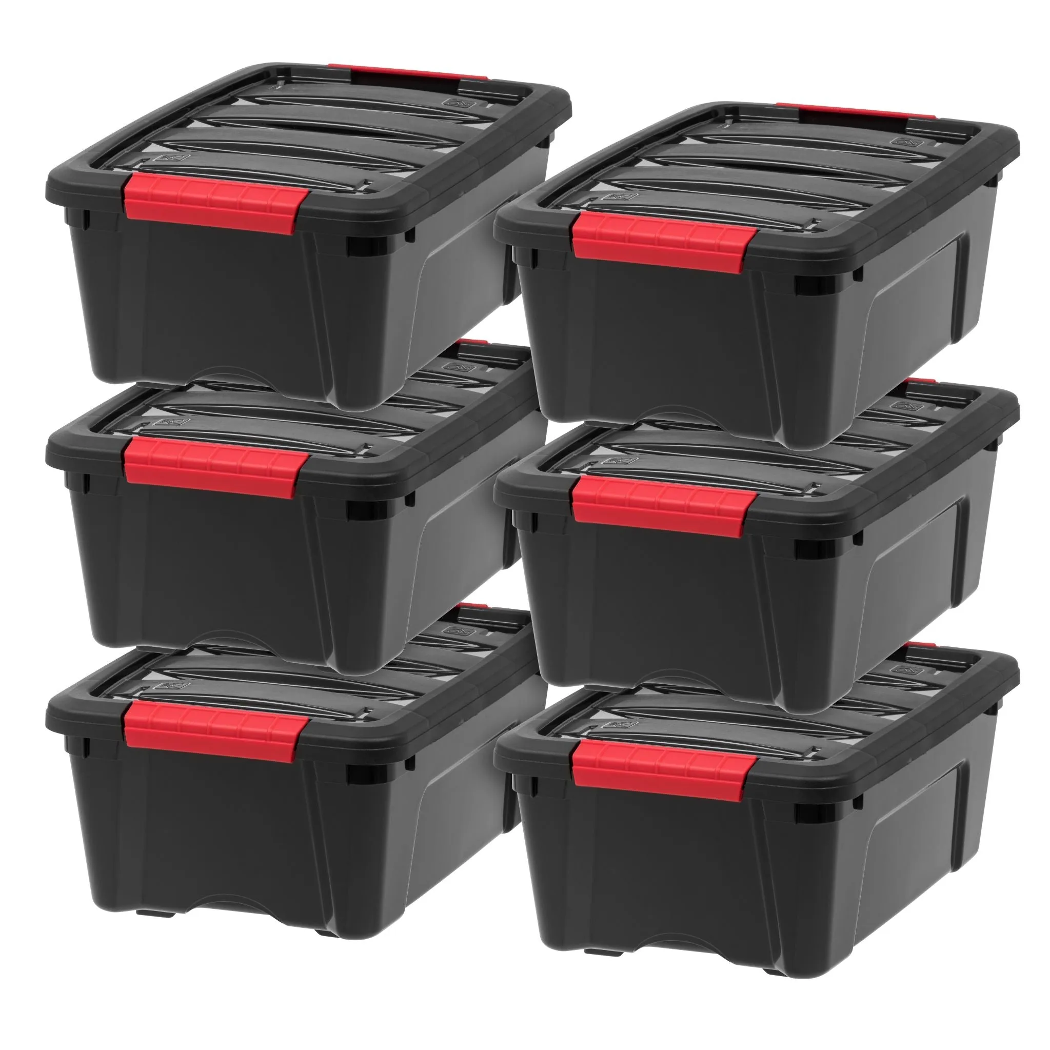 12 Quart Stack & Pull™ Box, Black & Red, Set of 6