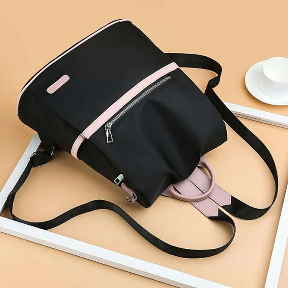 2021 Casual Oxford Backpack Women Black Waterproof Nylon School Bags for Teenage Girls High Quality Fashion Travel Tote Packbag