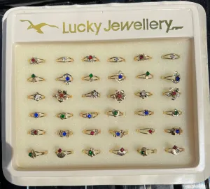 36 Whimsical Vintage Rings in Display Box