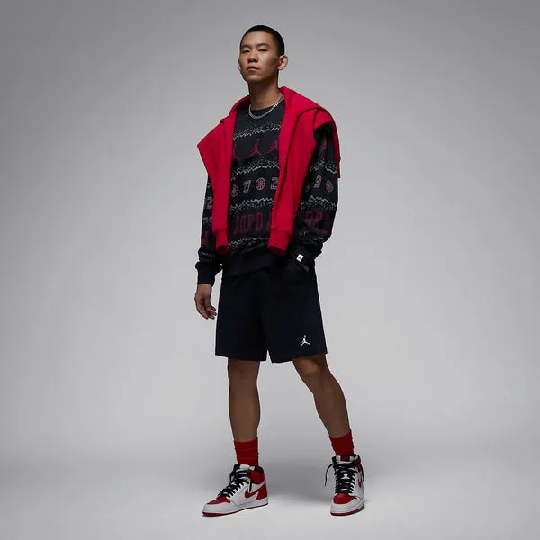 Air jordan essential holiday fleece crew 'Gym Red Black' sweater, red