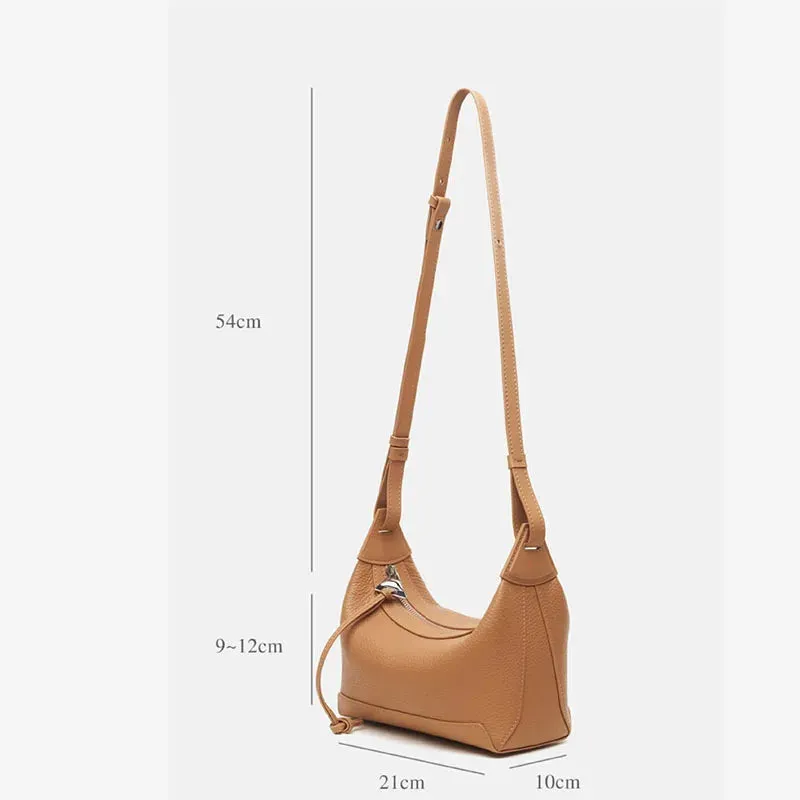 Amozae- Real Leather Bag Crossbody Bag Chic Shoulder Bag All Match Retro Luxury Design Ladies Female Bag