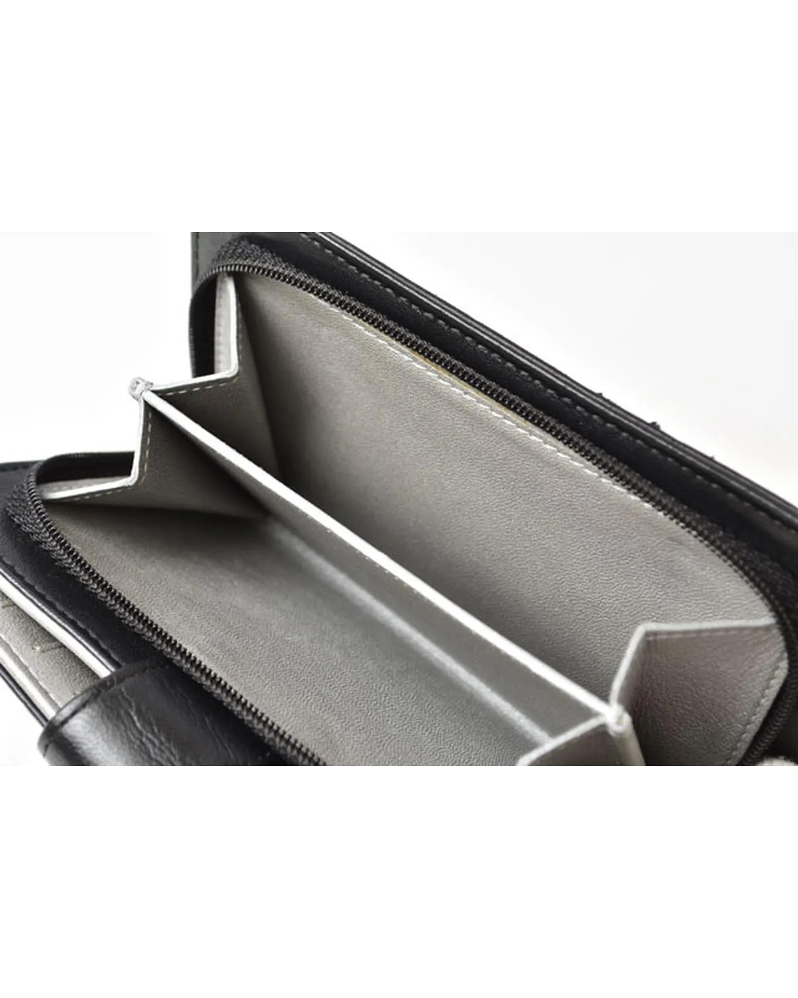 Authentic Leather Folding Wallet in Black/Silver by LuxUness