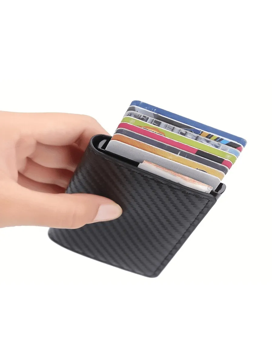 Carbon Fiber Credit Card Holder Wallet Men Rfid Smart Metal  Minimalist Wallet Small Black Purse Metal Wallet