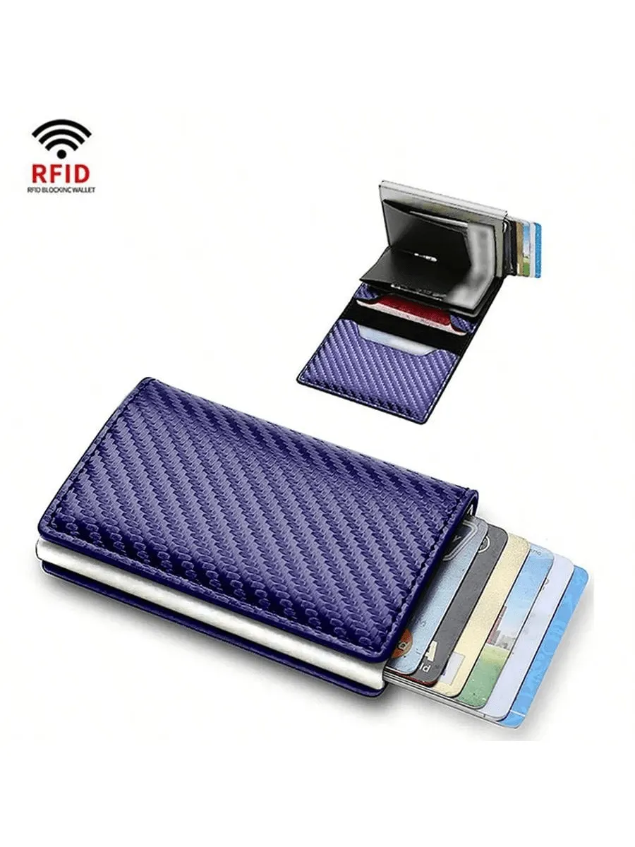 Carbon Fiber Credit Card Holder Wallet Men Rfid Smart Metal  Minimalist Wallet Small Black Purse Metal Wallet