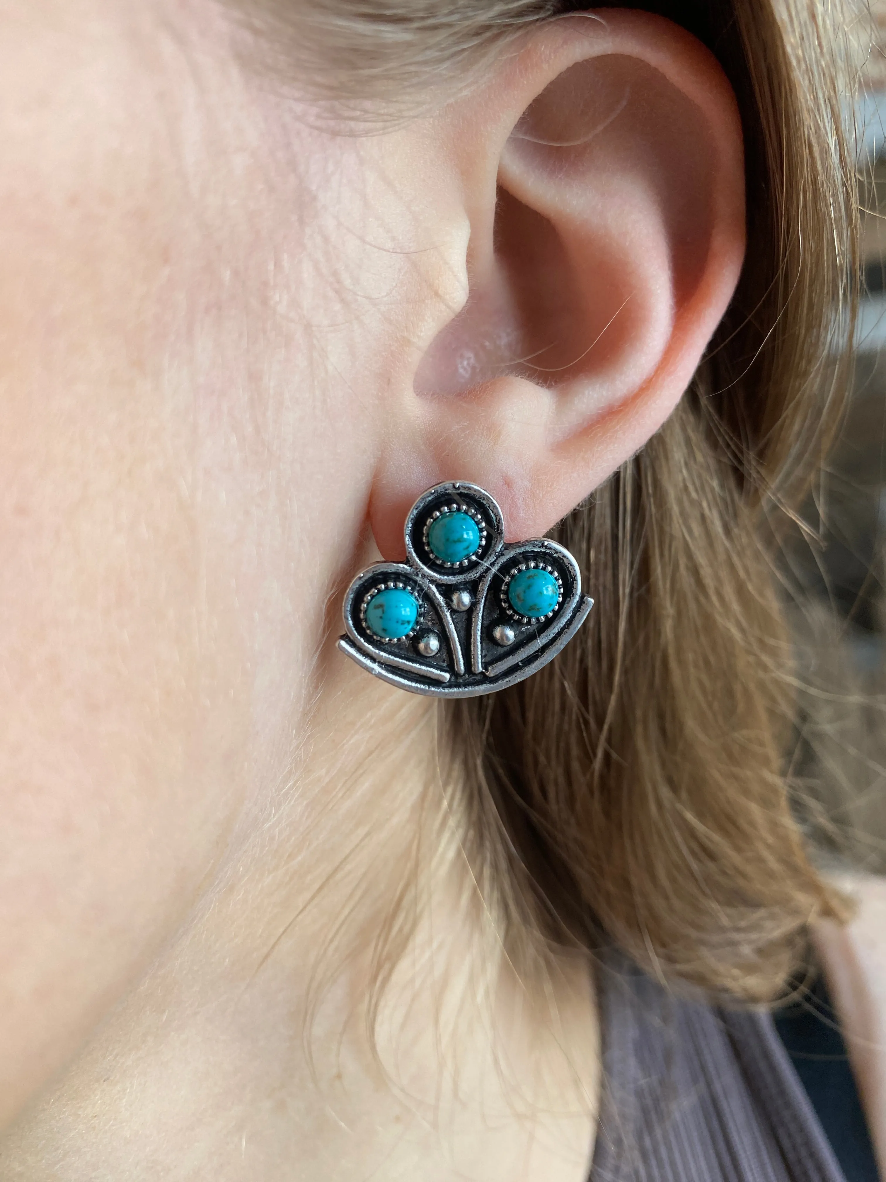 Chevy Turquoise Cluster Earrings