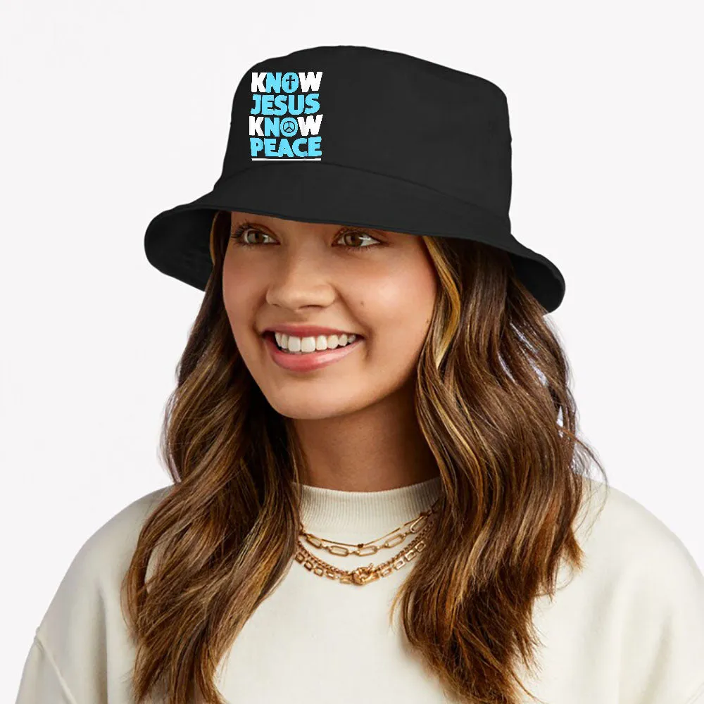 Christian Shirts Cross Faith Know Peace Know Jesus Bucket Hat