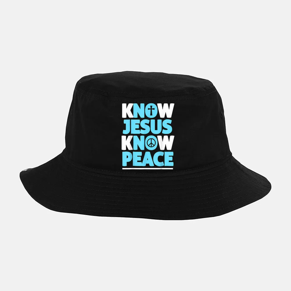 Christian Shirts Cross Faith Know Peace Know Jesus Bucket Hat