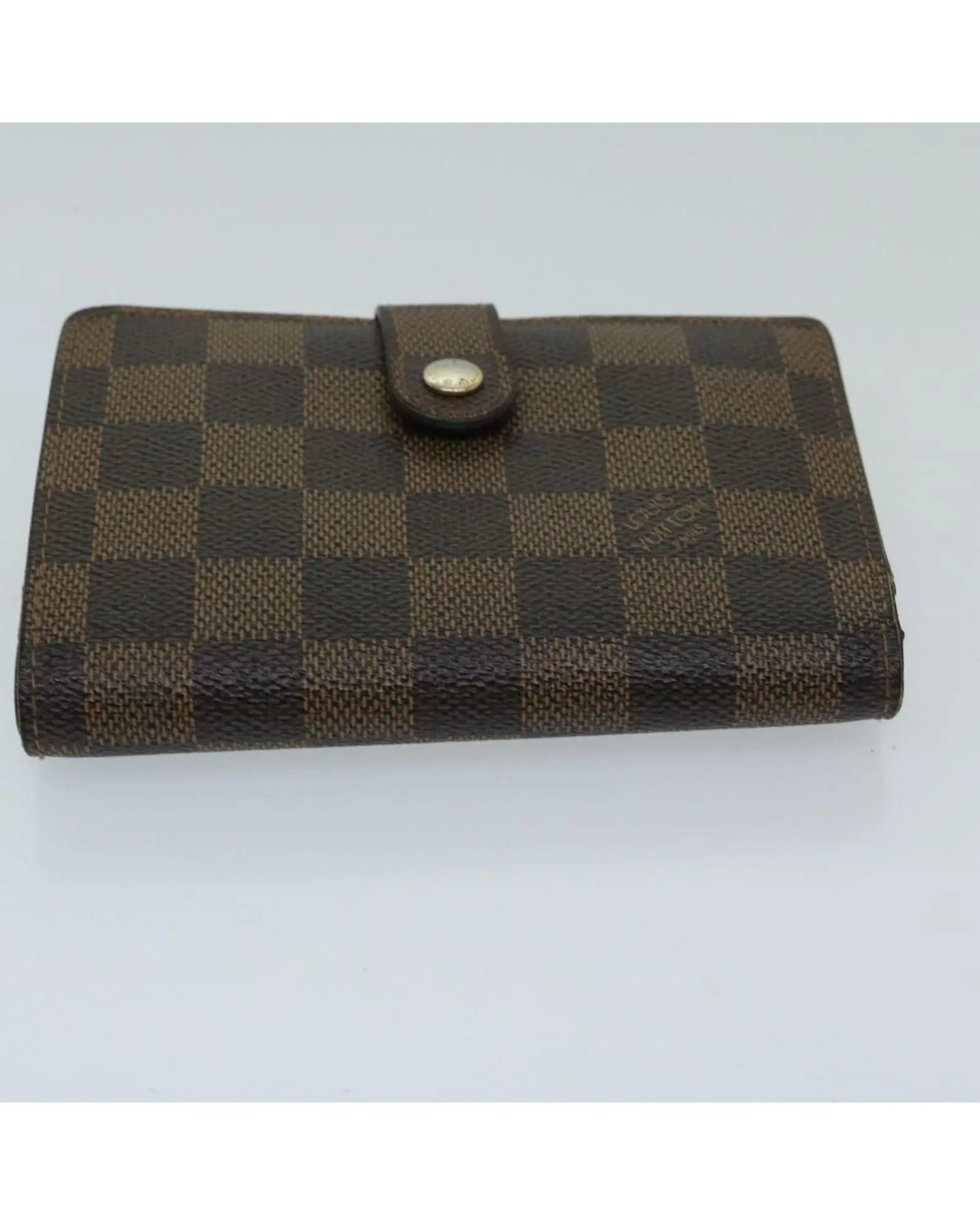 Classic Damier Ebene Canvas Wallet with Button Clasp