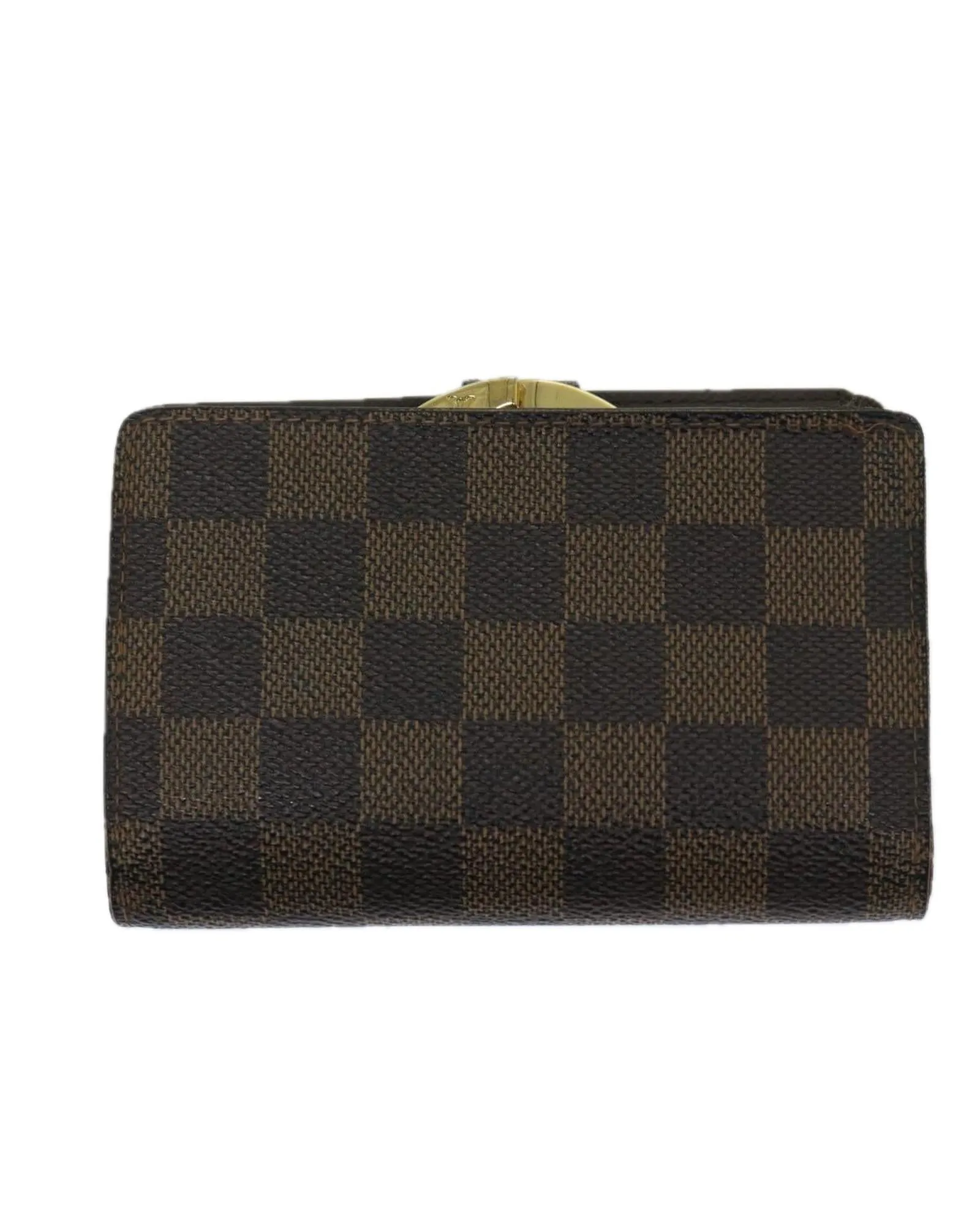 Classic Damier Ebene Canvas Wallet with Button Clasp