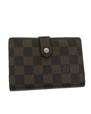 Classic Damier Ebene Canvas Wallet with Button Clasp