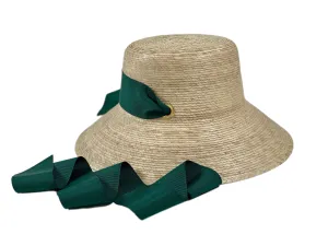 Clematis Bucket Hat - Masters Green Long Grosgrain Ribbon