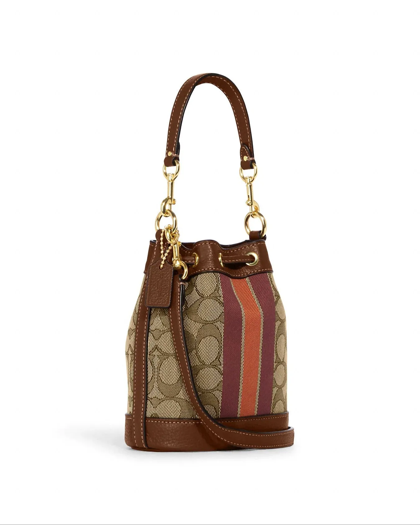 Coach Mini Dempsey Bucket Bag In Signature Jacquard With Stripe And Coach Patch