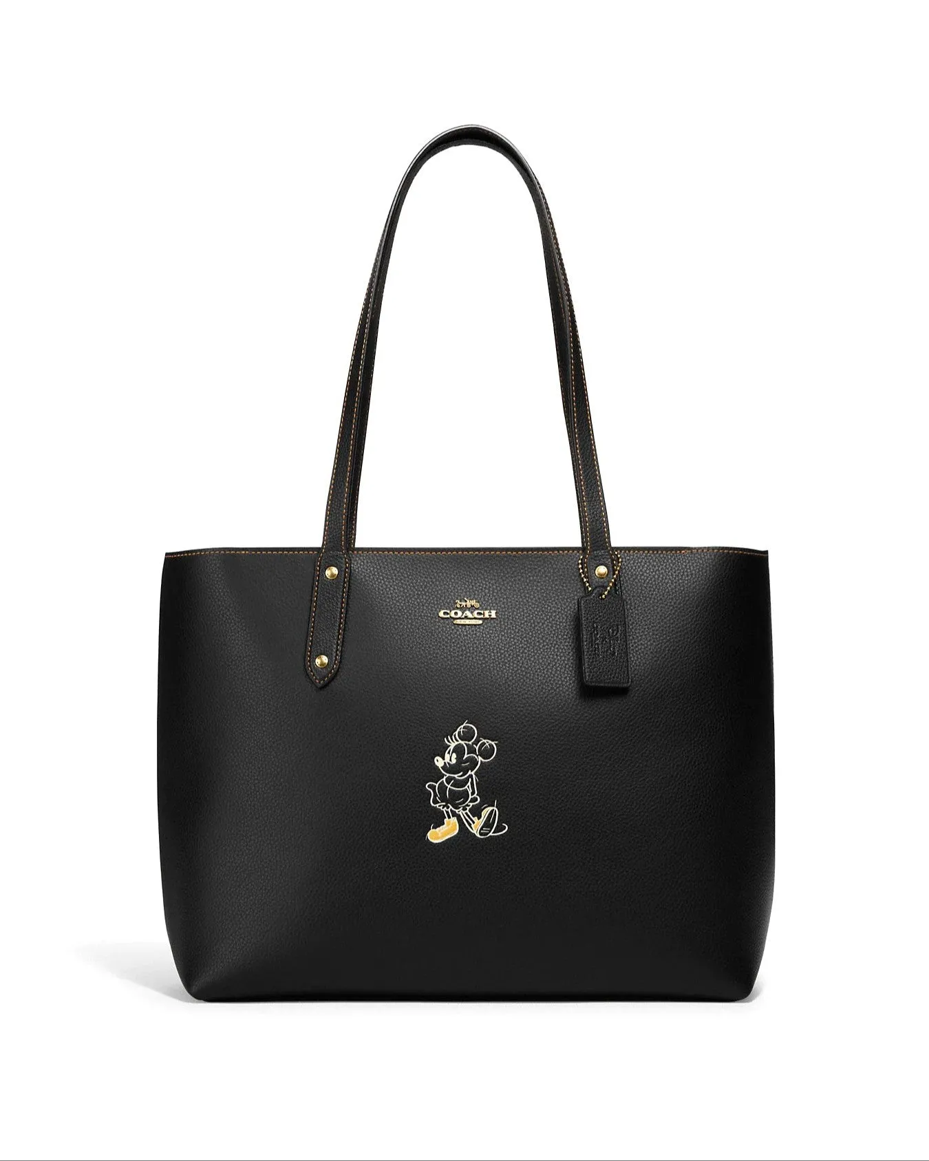 Coach Women's 
Brass & Black Disney X Coach Central Tote With Zip With Mickey Mouse Motif