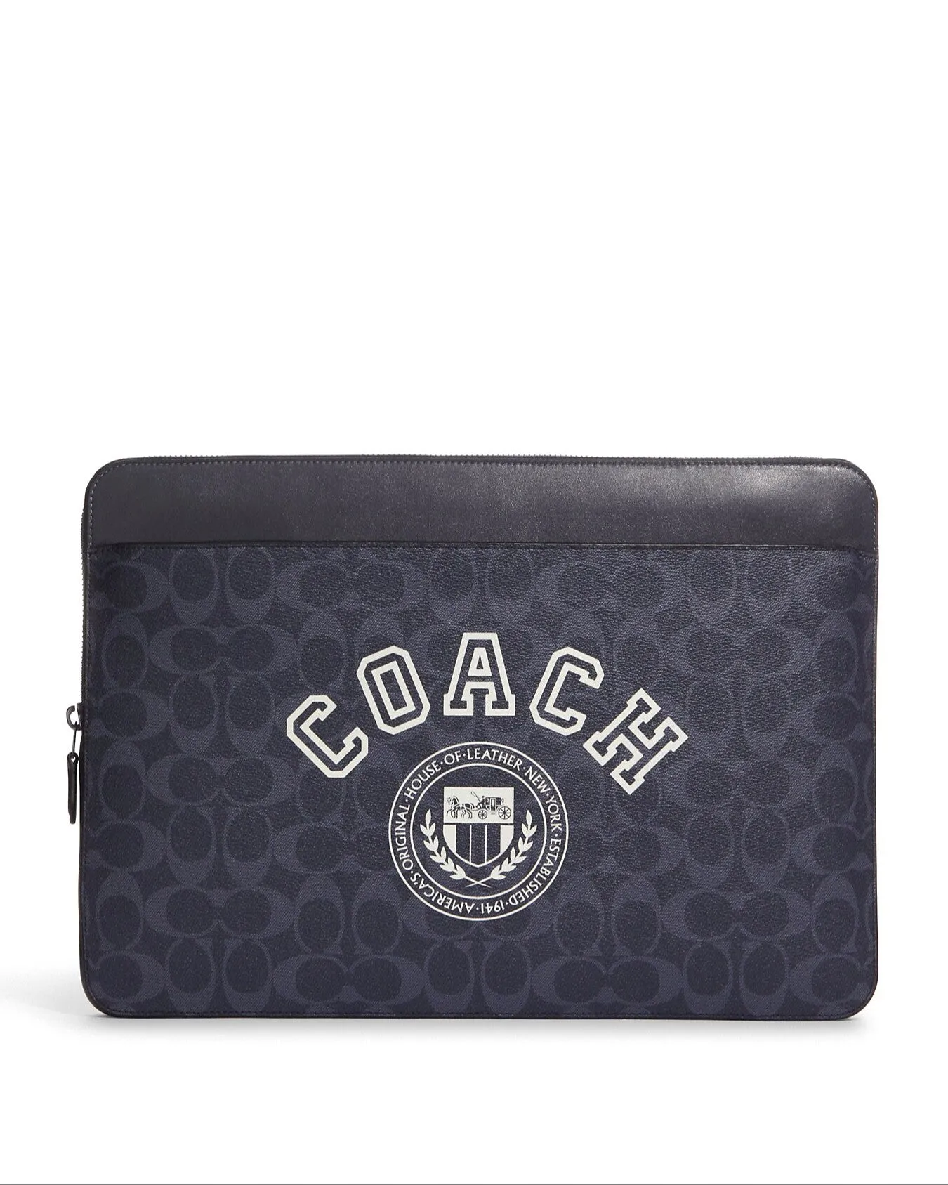 Coach Women's Denim & Chalk Laptop Case In Signature Canvas With Varsity Motif