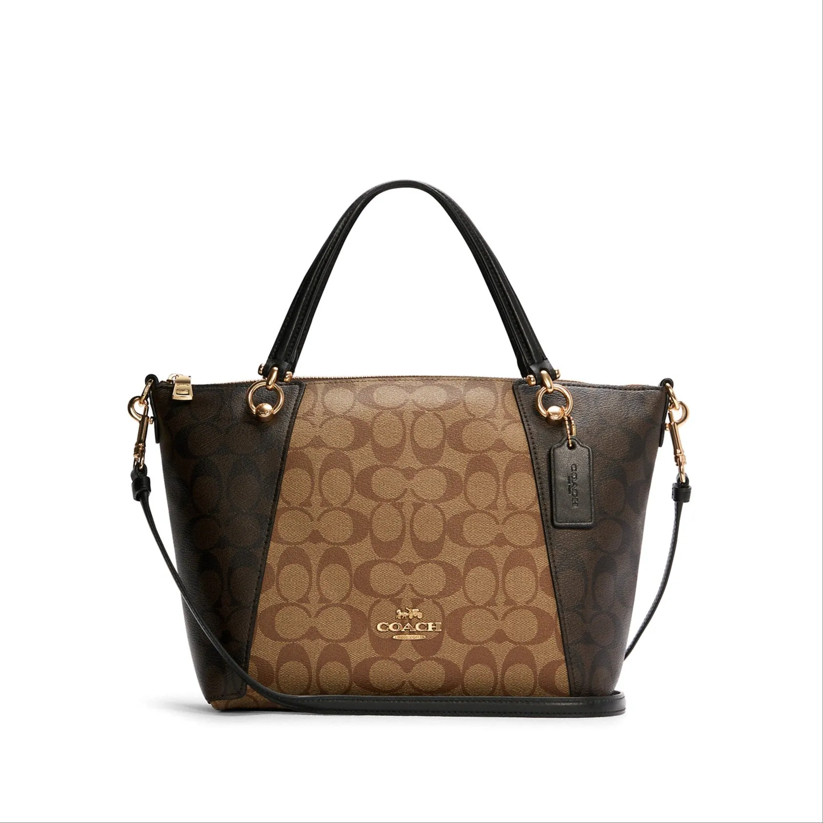 Coach Women's Khaki & Brown Multi Kacey Satchel In Blocked Signature Canvas