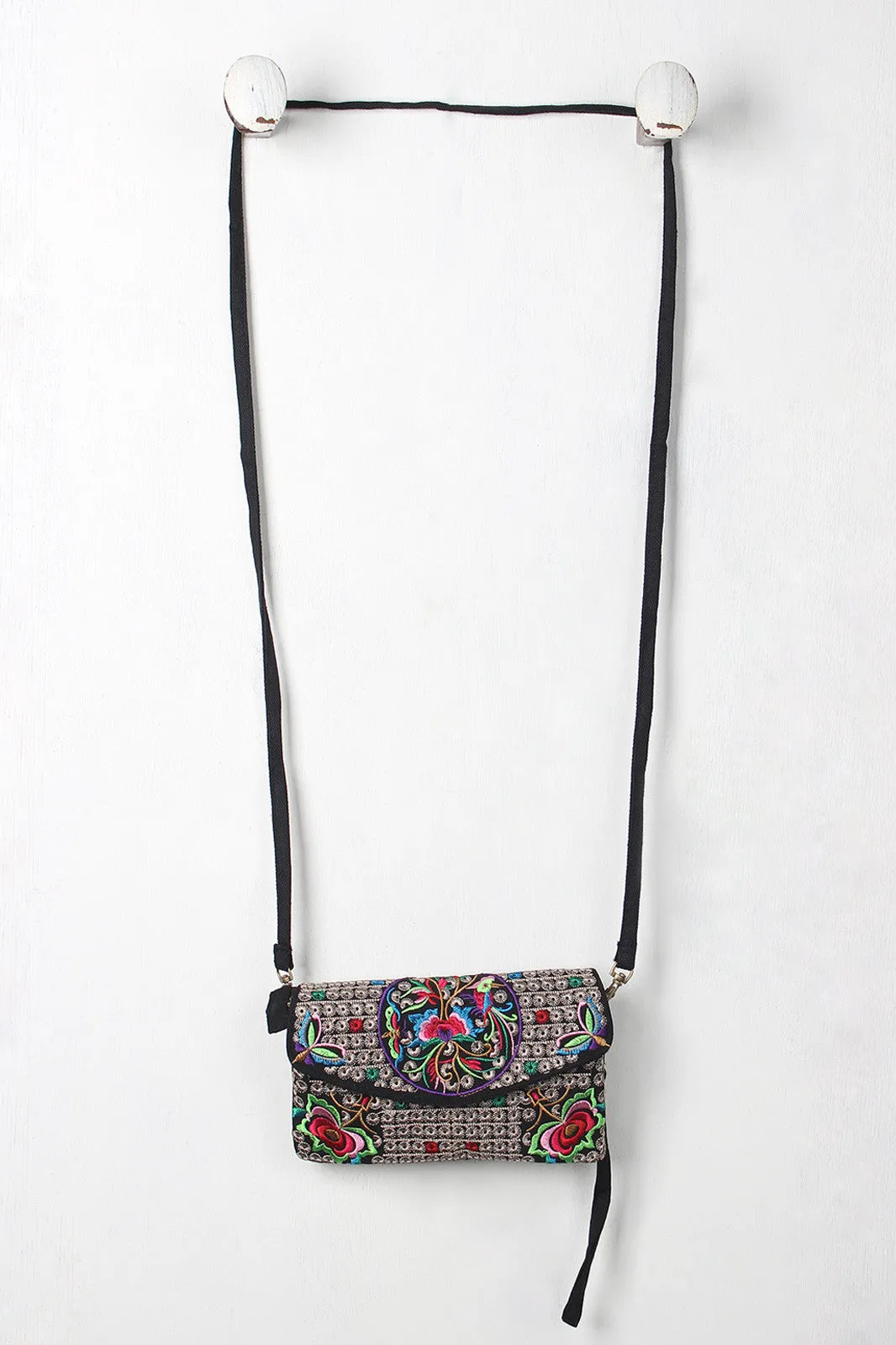 Colorful Embroidered Small Crossbody Bag