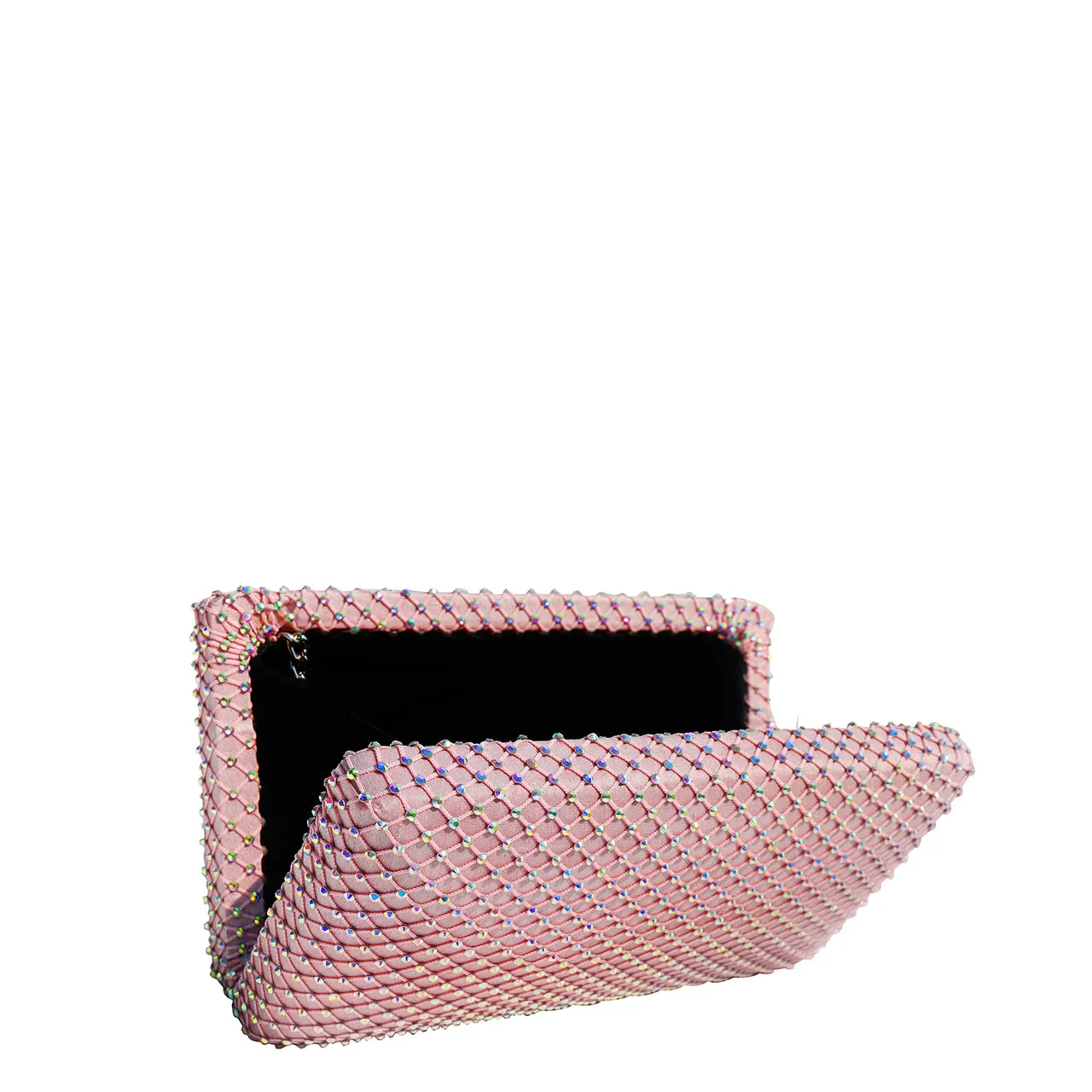 Cotton Candy Fishnet Crystal Clutch