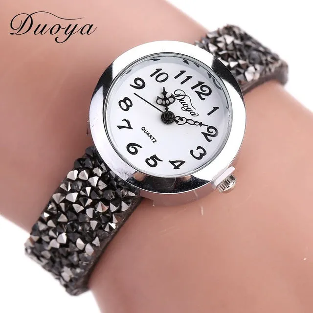 Duoya Brand Watches Women Fashion Casual Crystal Rhinestone Bracelet Watch Ladies Dress Quartz Luxury Vintage Watch Women DY005