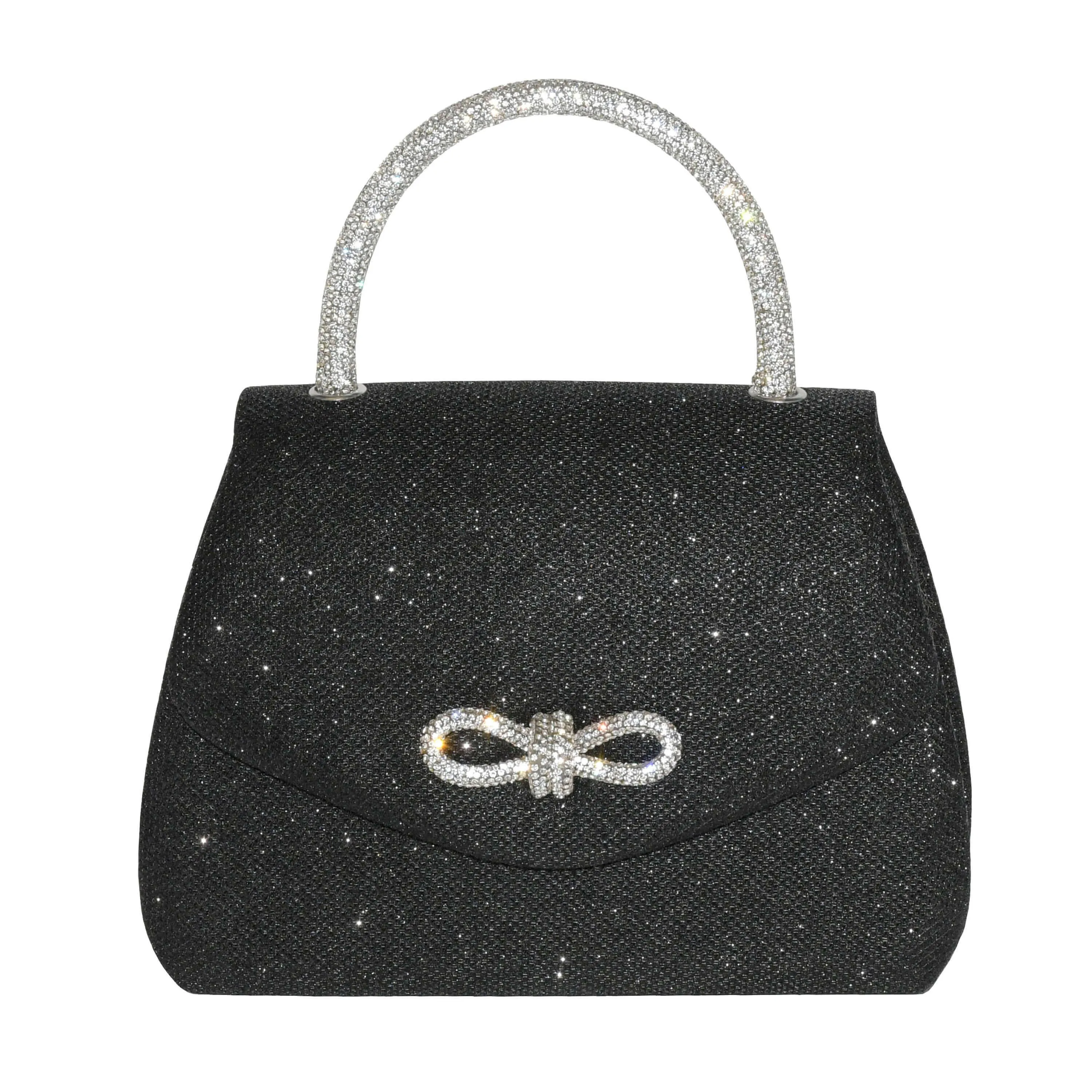 Evening Bag with Glitter Handle and Bow