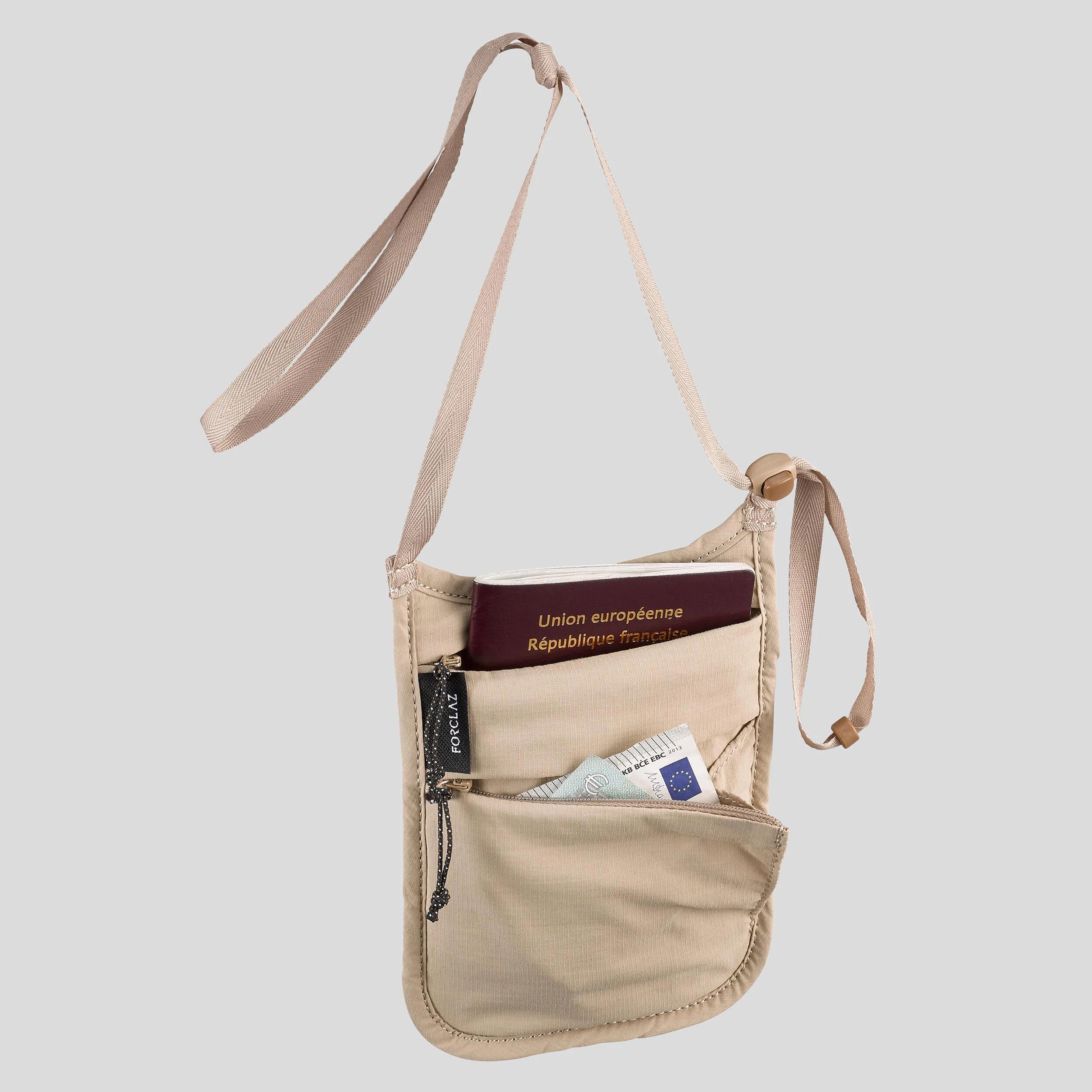 Forclaz Travel shoulder bag, beige