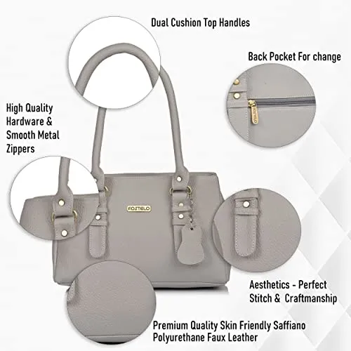 Fostelo Women's Westside Faux Leather Handbag (Grey) (Large)