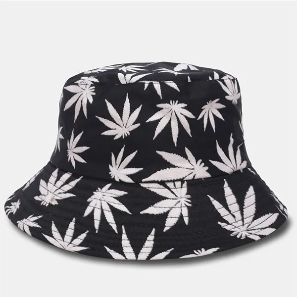 Funky Coco Tree Print Bucket Hat Reversible Packable Cap