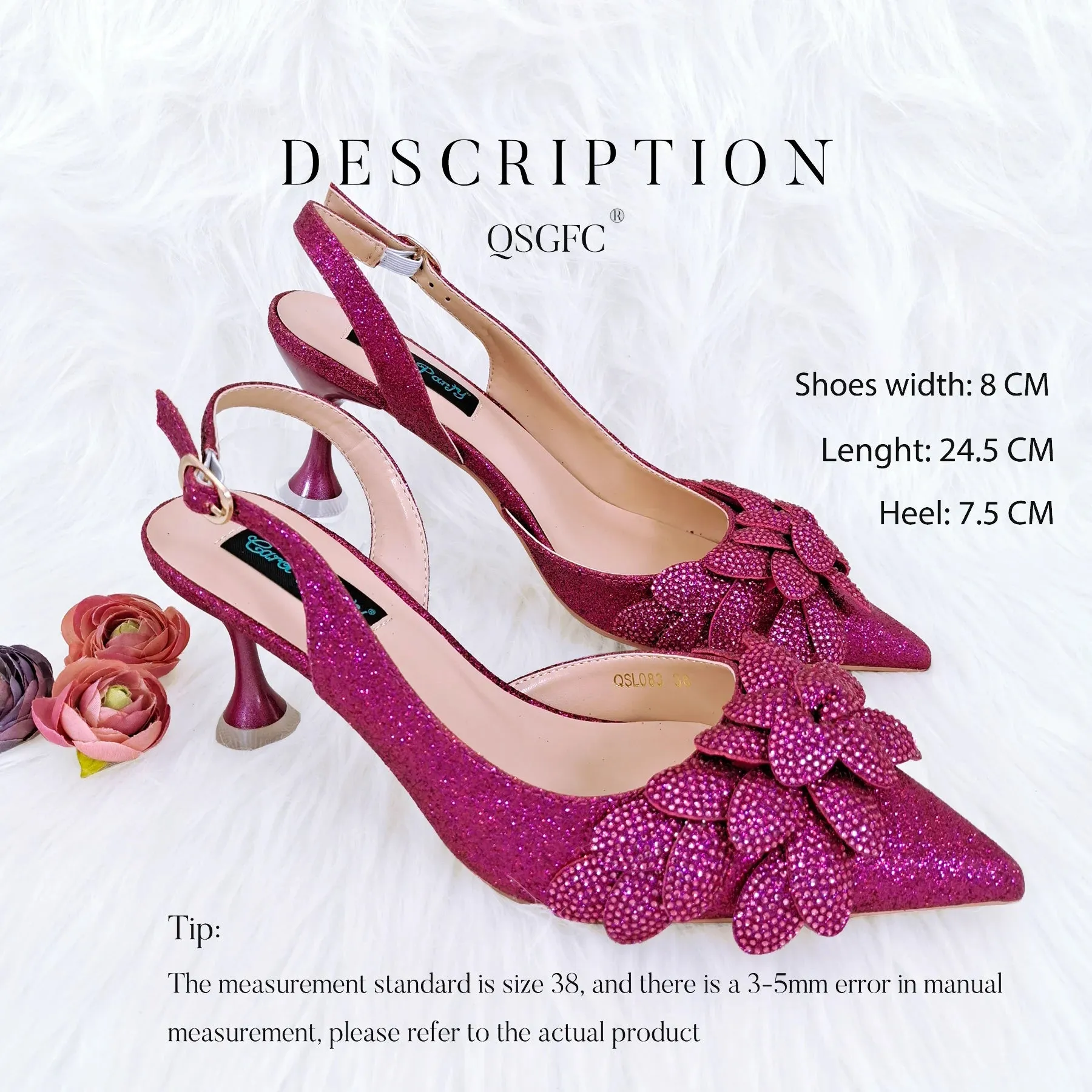 Handmade Garland Gag and Shoes Fashionable Elegant Pointed Toe Women's Pumps Crystal Handle Clutch