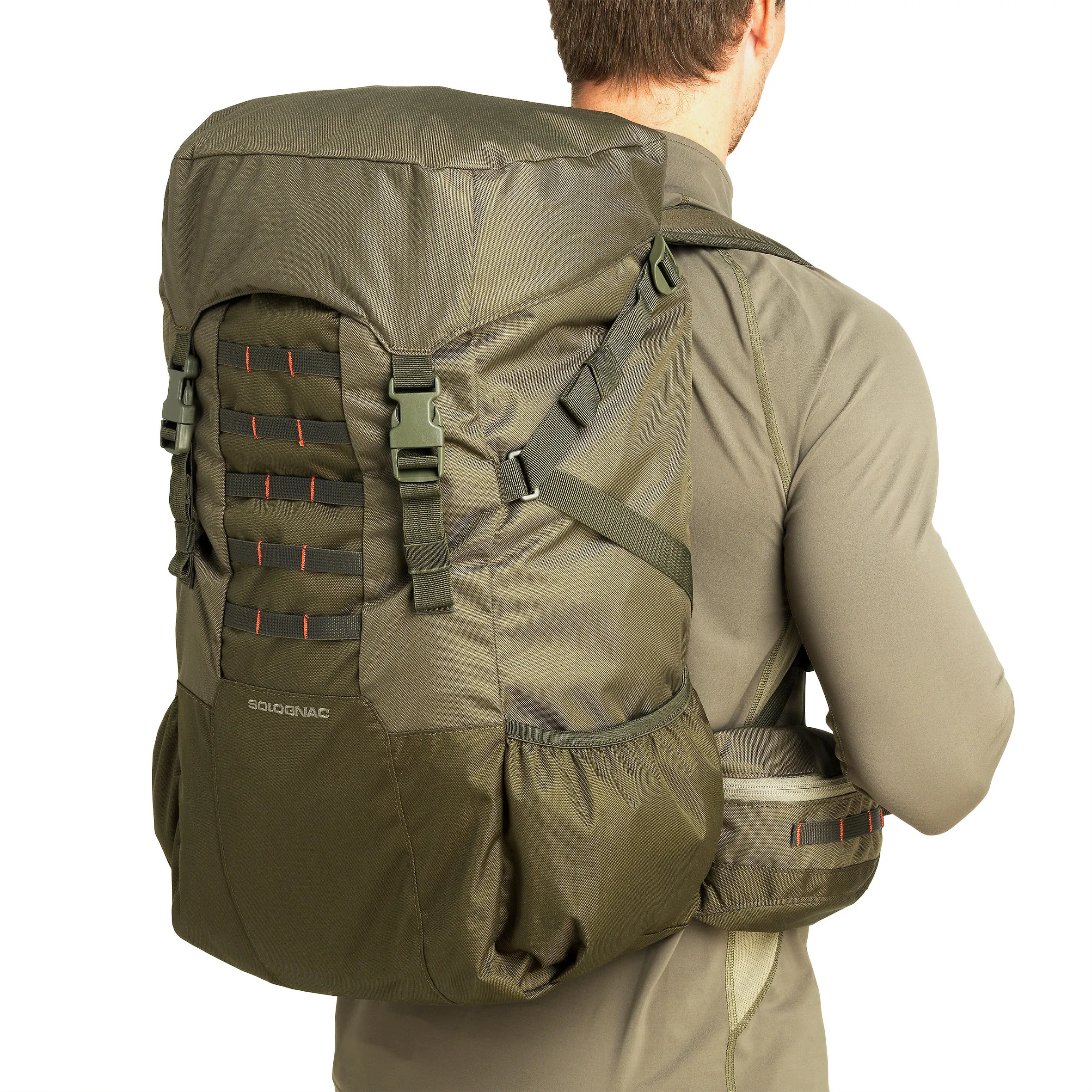 Hunting backpack Solognac 50 l, khaki green/dark khaki