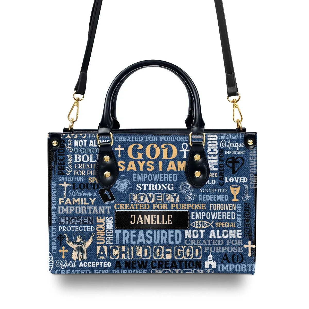 I Am A Child Of God Custom Name Leather Handbags For Women