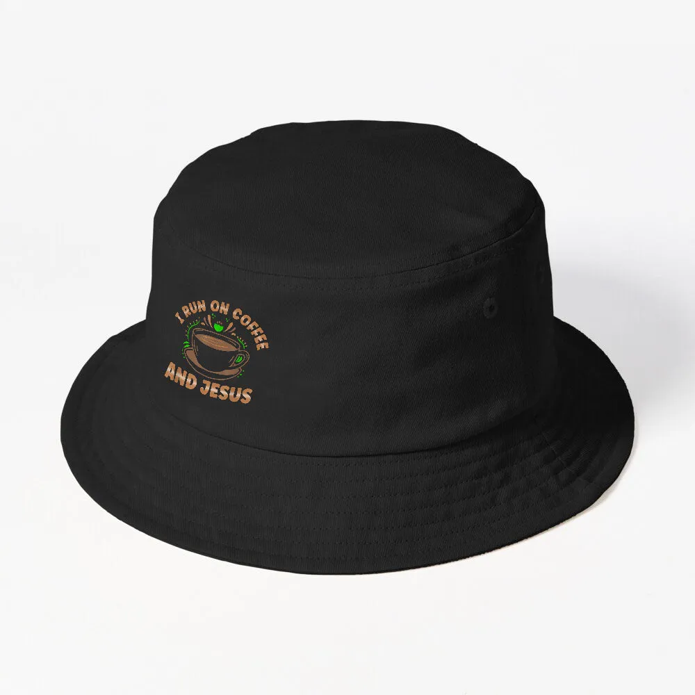 I Run On Coffee And Jesus For Women And Men Bucket Hat