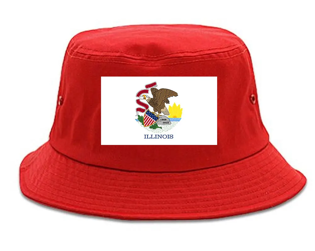 Illinois State Flag IL Chest Mens Bucket Hat