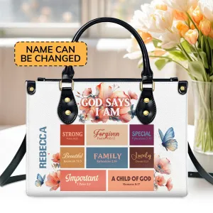 Jesus God Says I Am Personalized Leather Handbag - Custom Name Leather Handbags For Women