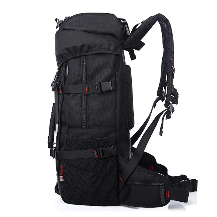 KAKA Large Capacity Travel Backpack Outdoor Oxford Cloth 55L Waterproof Mountaineering Shoulders Bag with Lock(Black)