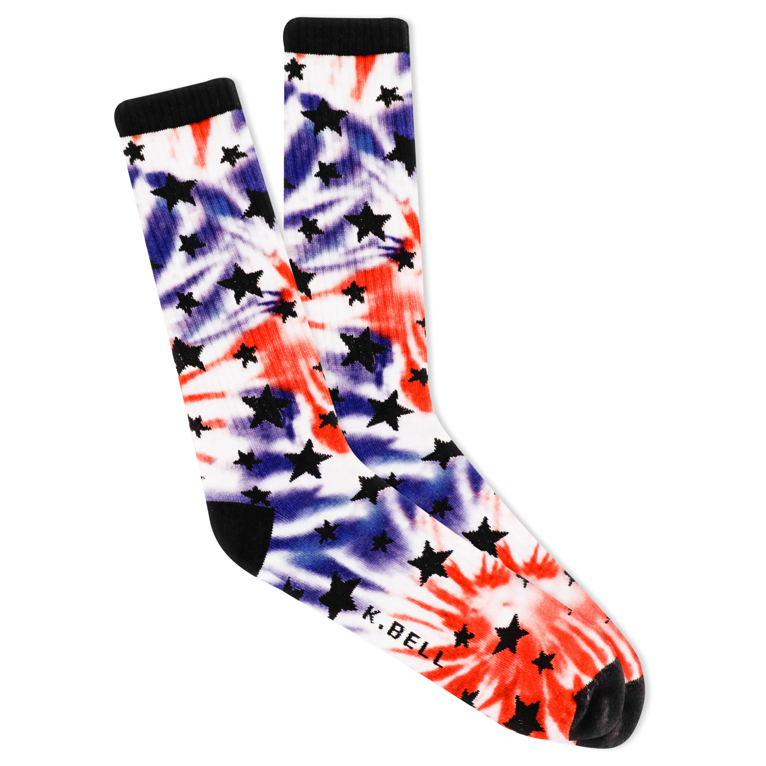 K.Bell Men's Stars Tie Dye Crew Socks