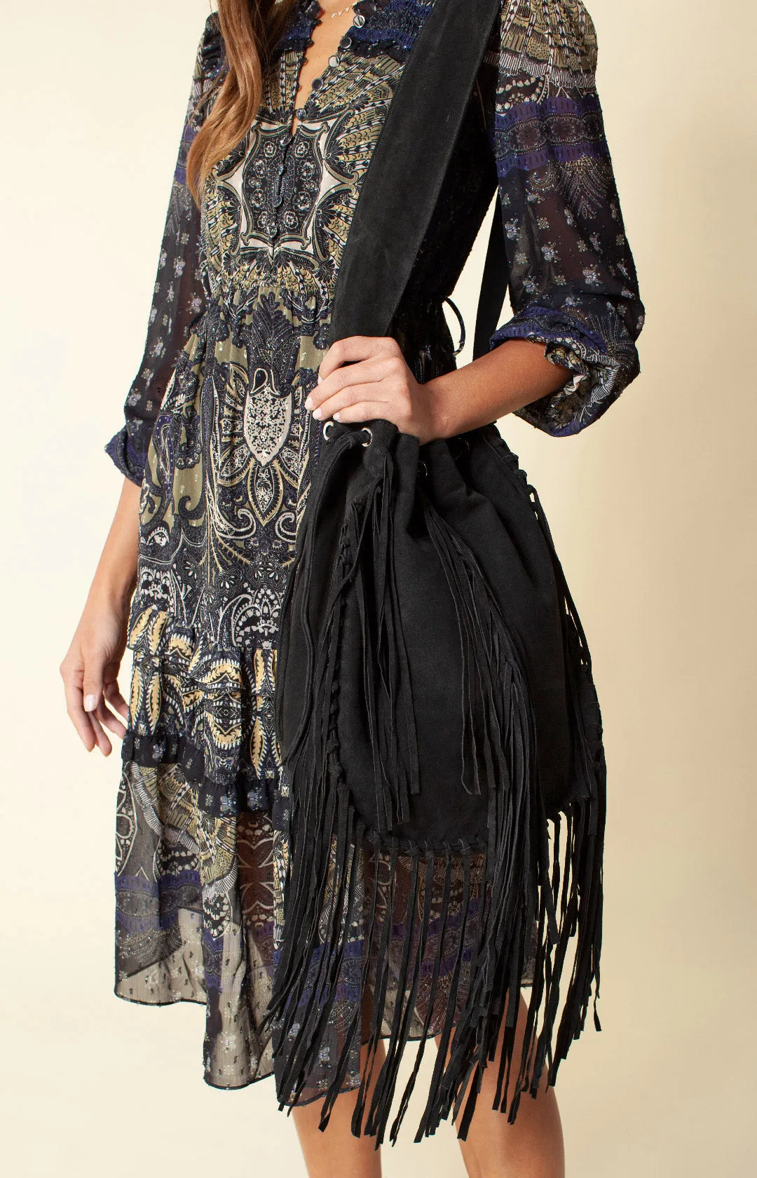 Kelly Suede Fringe Bag