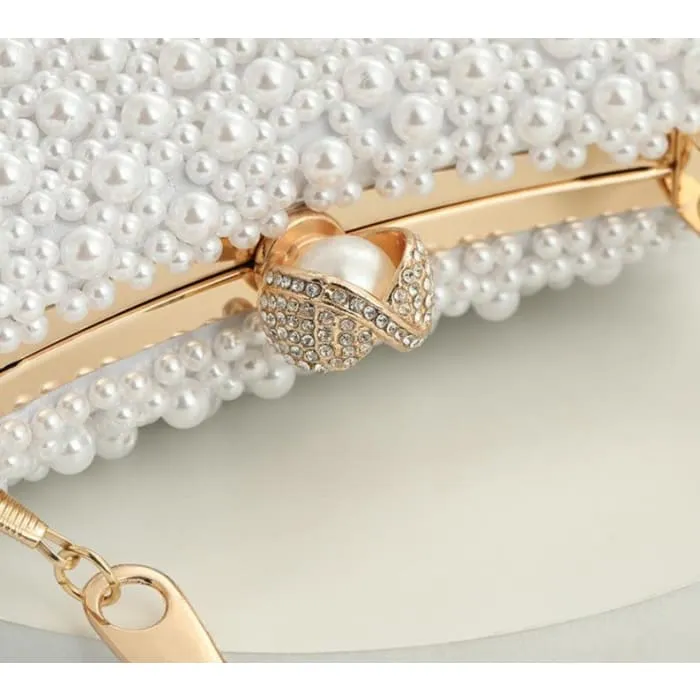 Luxury Pearl Crystal Wedding Clutch