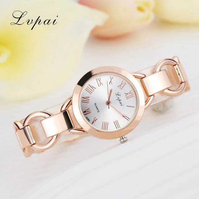 Lvpai Brand Fashion Bracelet Watch Women Alloy Luxury Watch Quartz Wristwatch Classic Gold Ladies Casual Business Watch