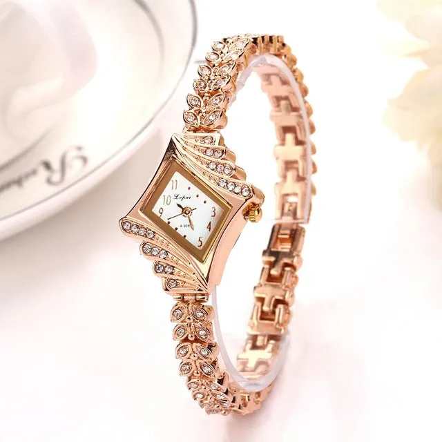 Lvpai Women Watches Luxury Crystal Bracelet Gemstone Wristwatch Dress Watches Women Ladies Gold Watch Fashion Female Brand Watch