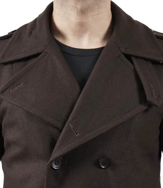 Mens Double Breasted Chocolate Brown Wool Coat