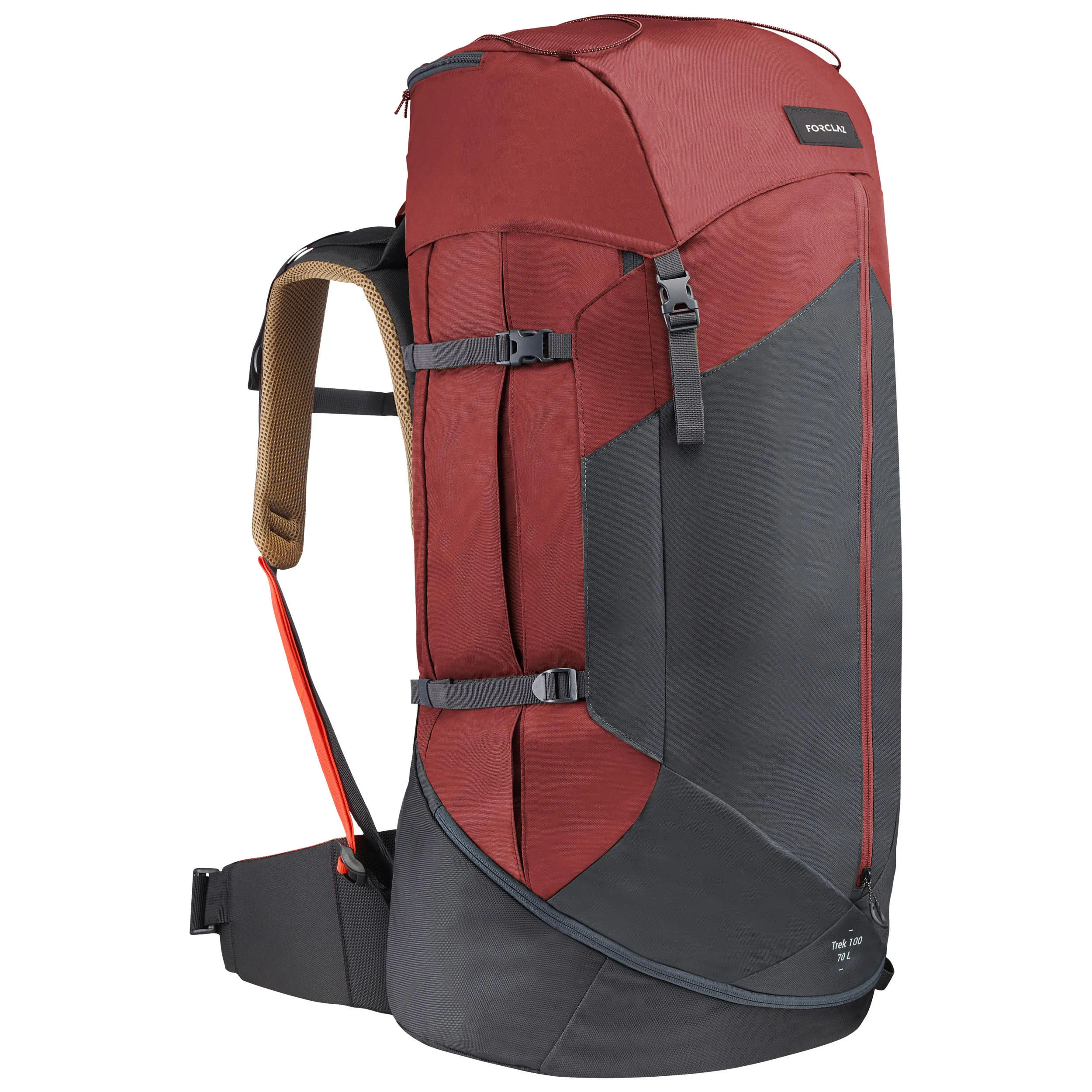 Men's tourist backpack 70 l Forclaz EasyFit MT100, red/gray