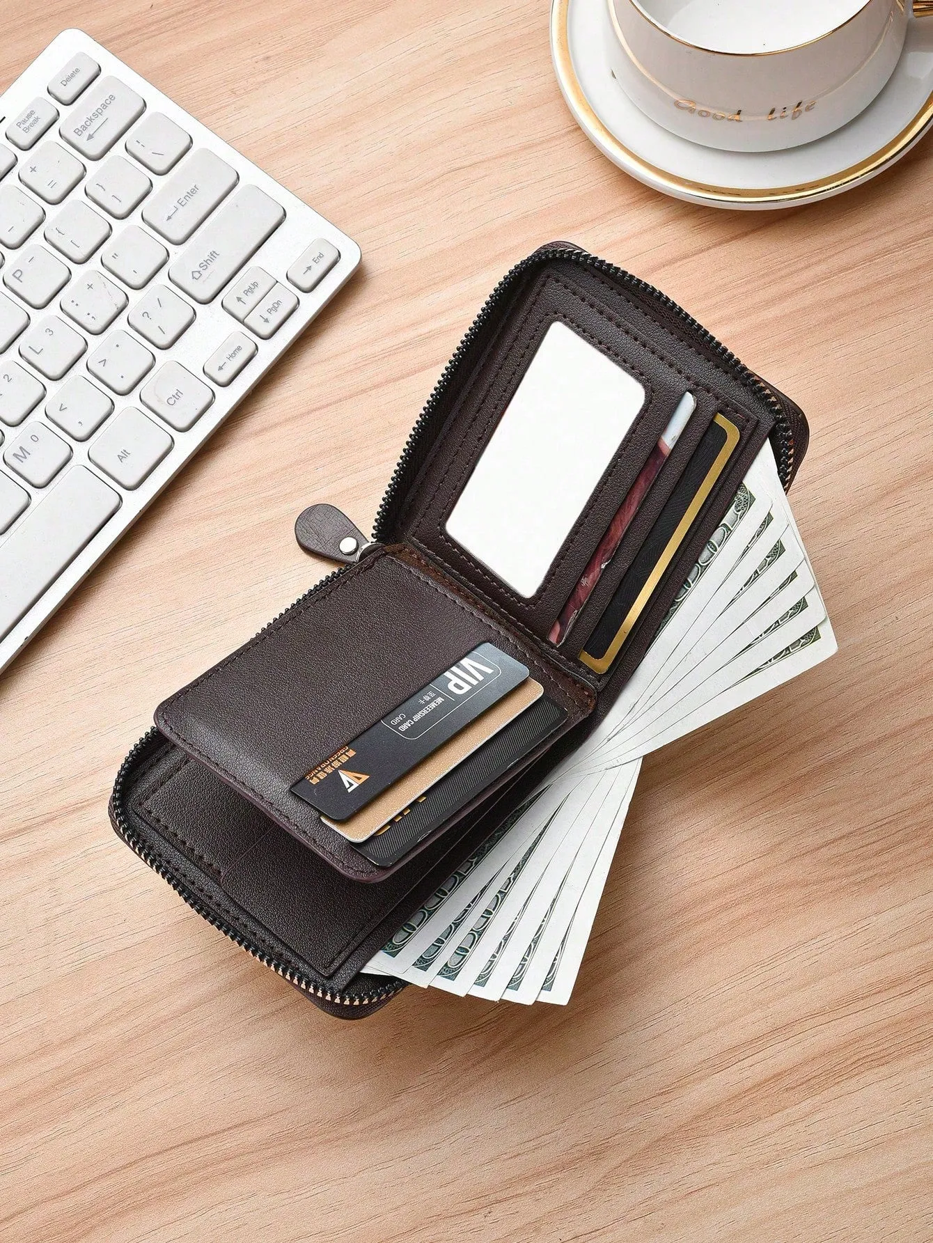 Men's Vintage Short Zipper Wallet Card Holder Coin Purse For Youthful Men