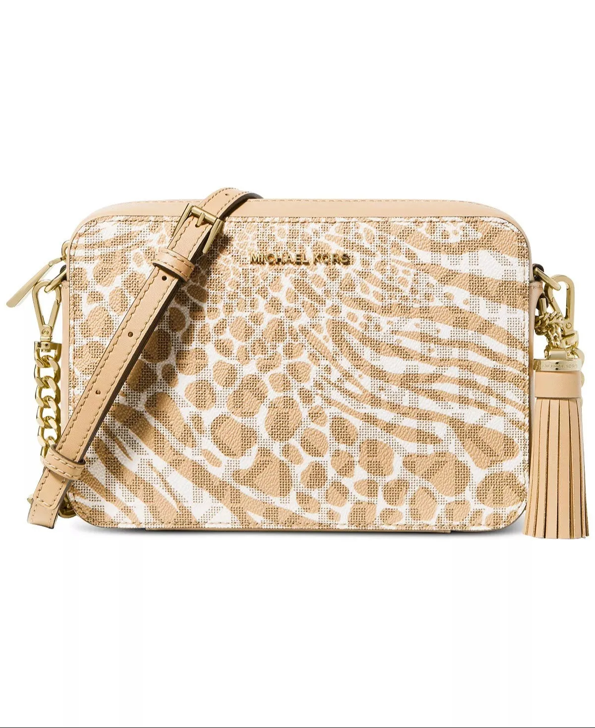 Michael Kors Women's Camel Multi Signature Jet Set Camera Crossbody Bag