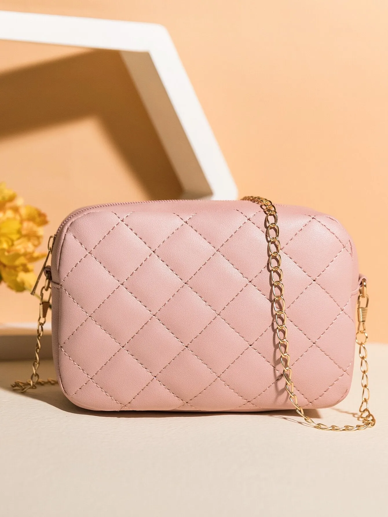 Mini Minimalist Quilted Chain Crossbody Bag