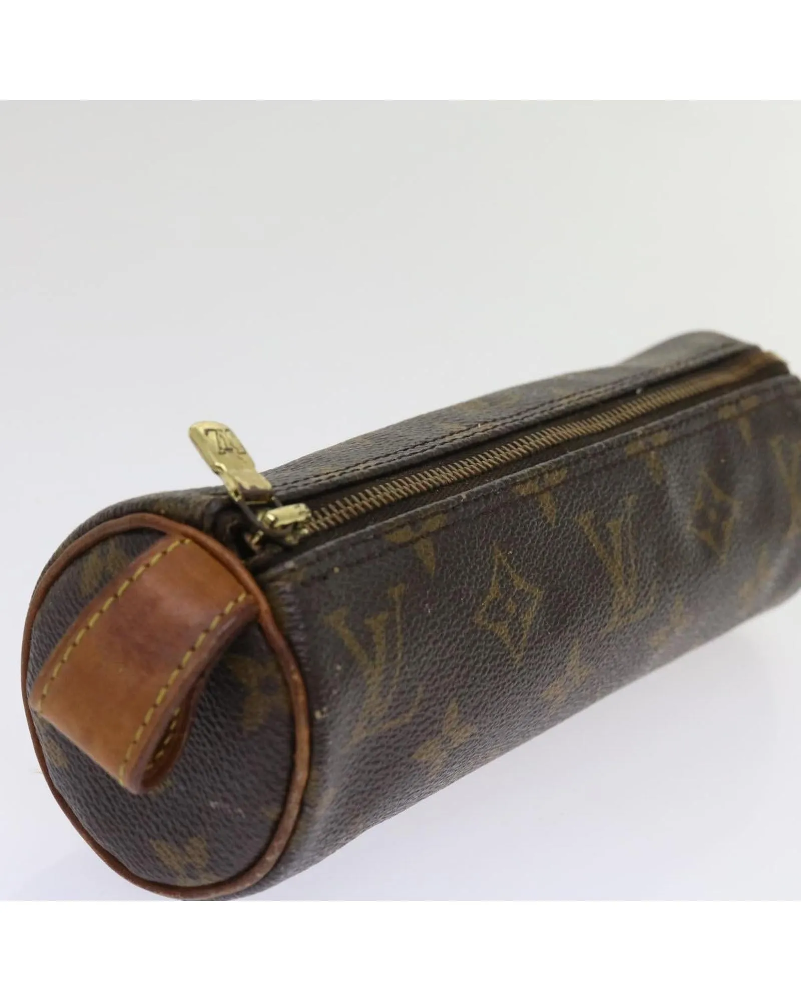 Monogram Canvas Pouch with Metal Fittings and Rubbing