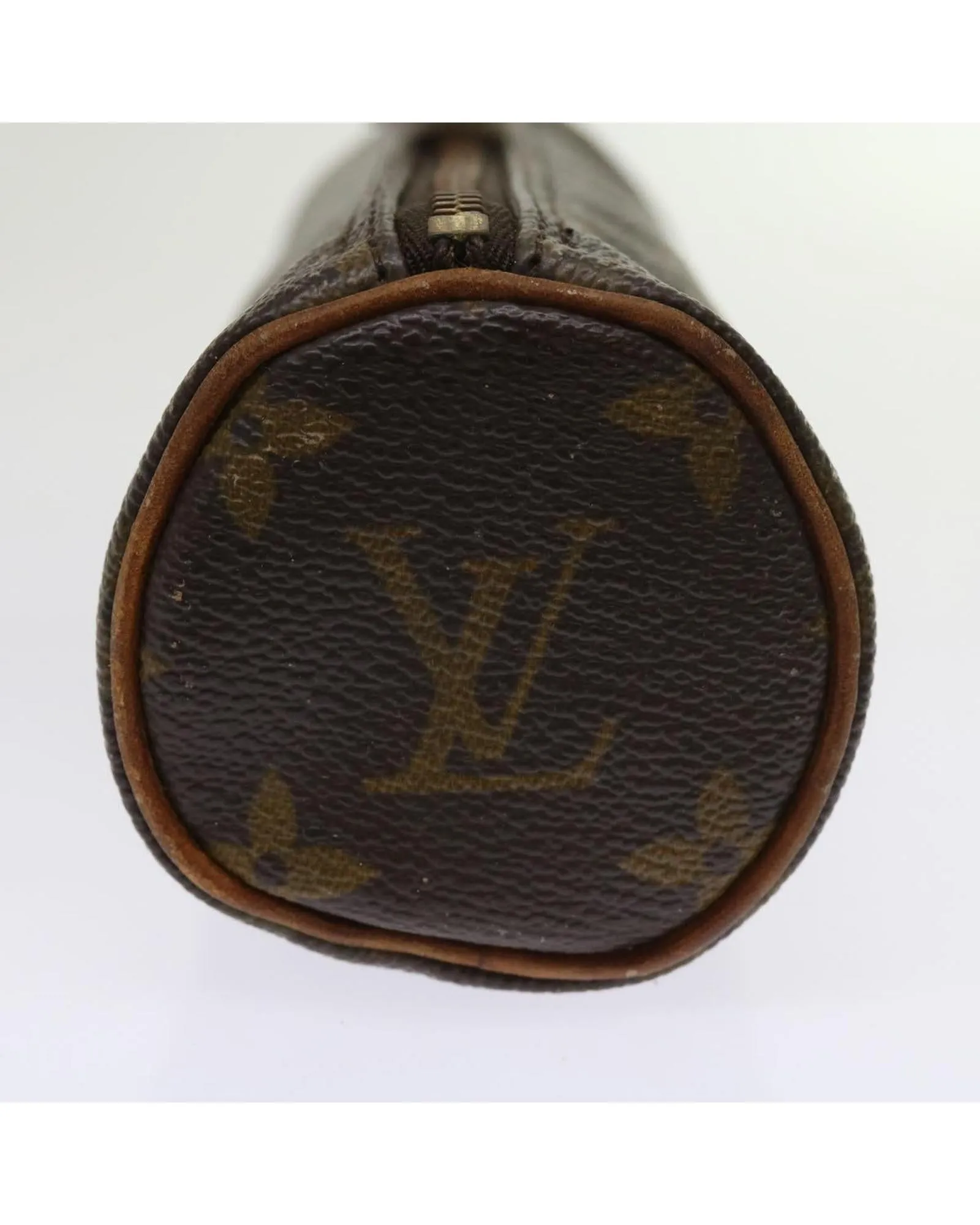 Monogram Canvas Pouch with Metal Fittings and Rubbing