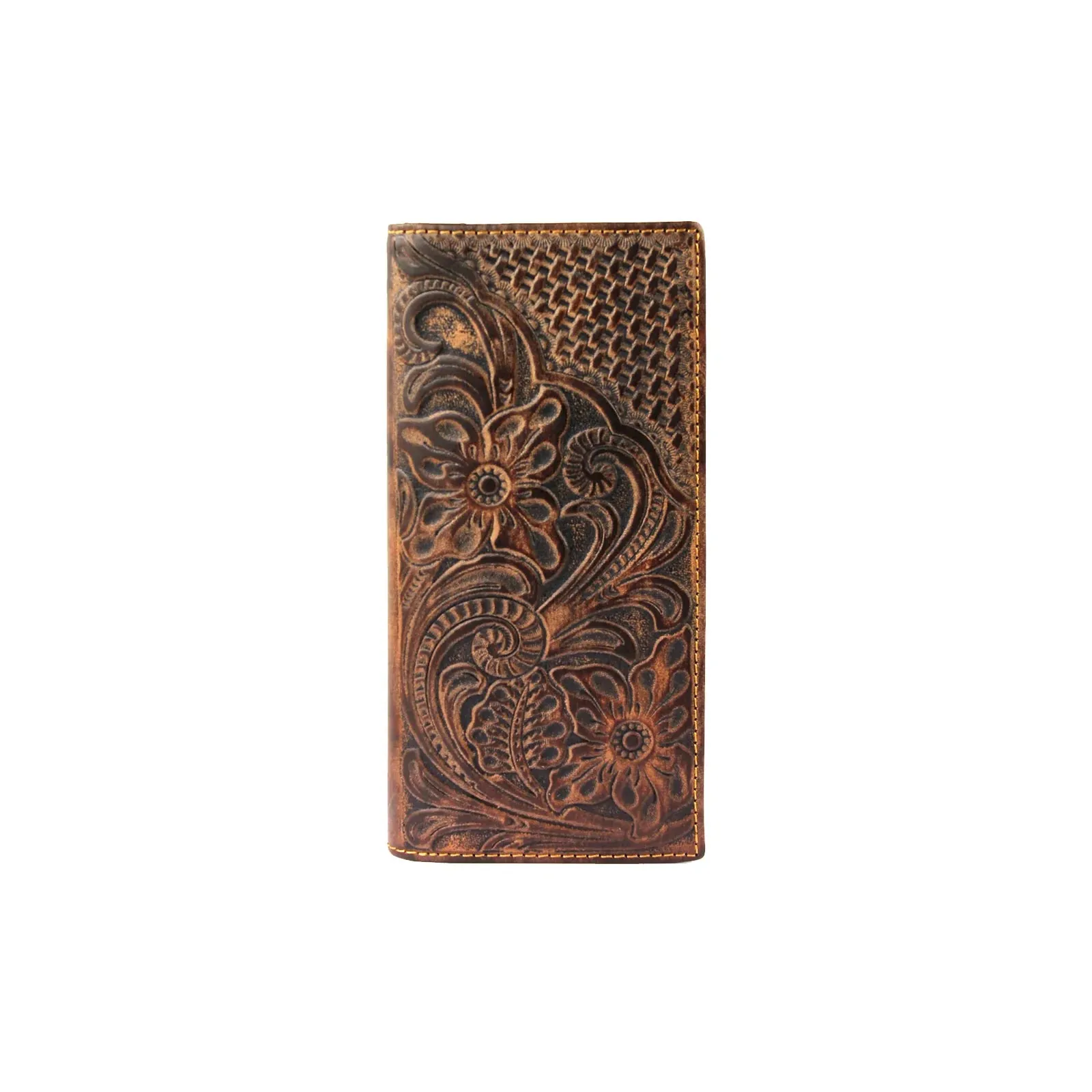 Montana West Genuine Tooled Leather Collection Mens Wallet - Coffee - MWLW005CF