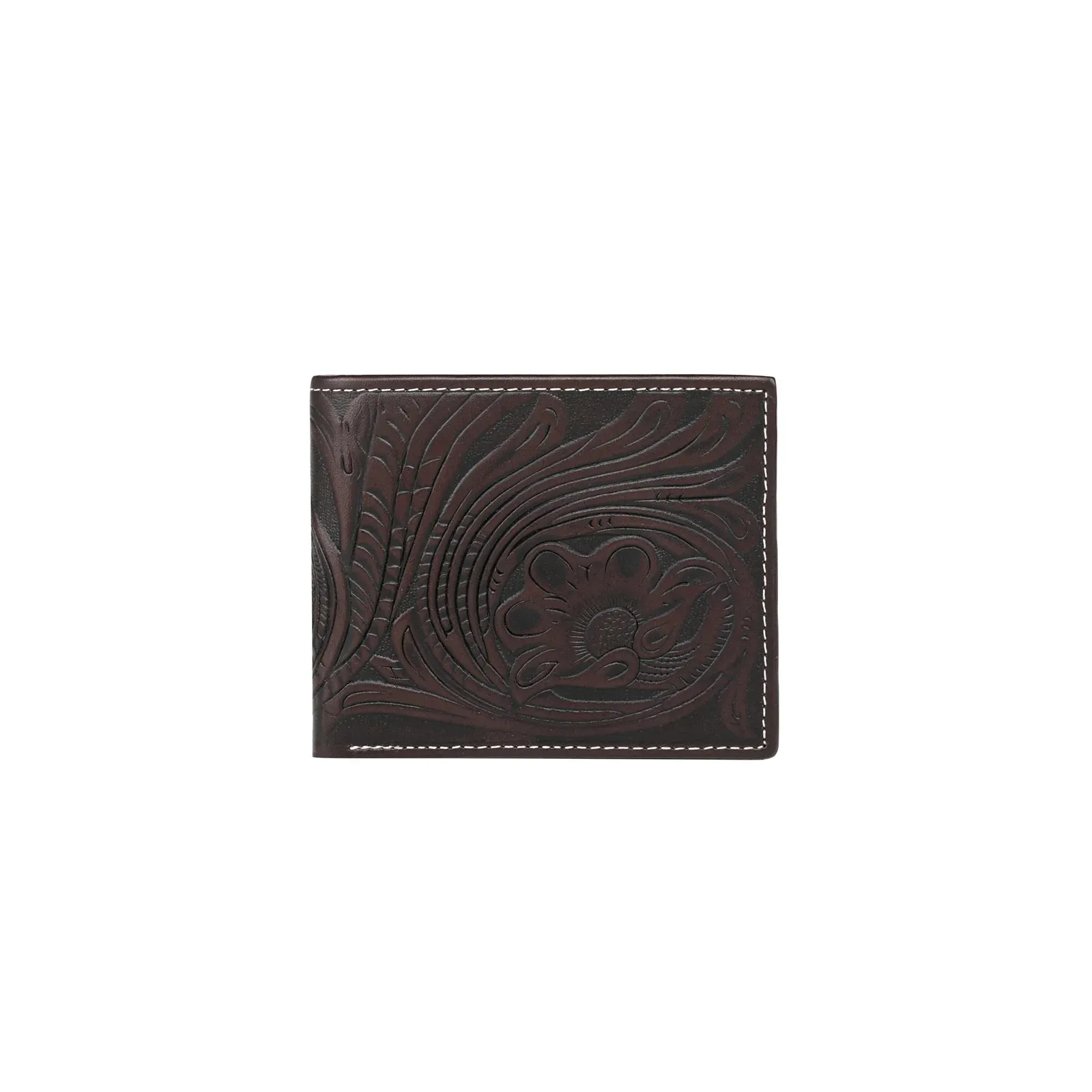 Montana West Genuine Tooled Leather Collection Mens Wallet - Coffee - MWSW001CF