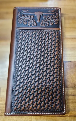 Montana West Genuine Tooled Leather Collection Mens Wallet - MWLW002 - Brown