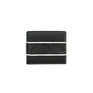 Montana West Mens Genuine Leather Embossed Floral Wallet - Black - MWS-W010BK