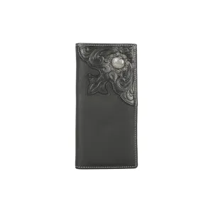 Montana West Mens Genuine Tooled Leather Collection Wallet - Black - MWLW009BK